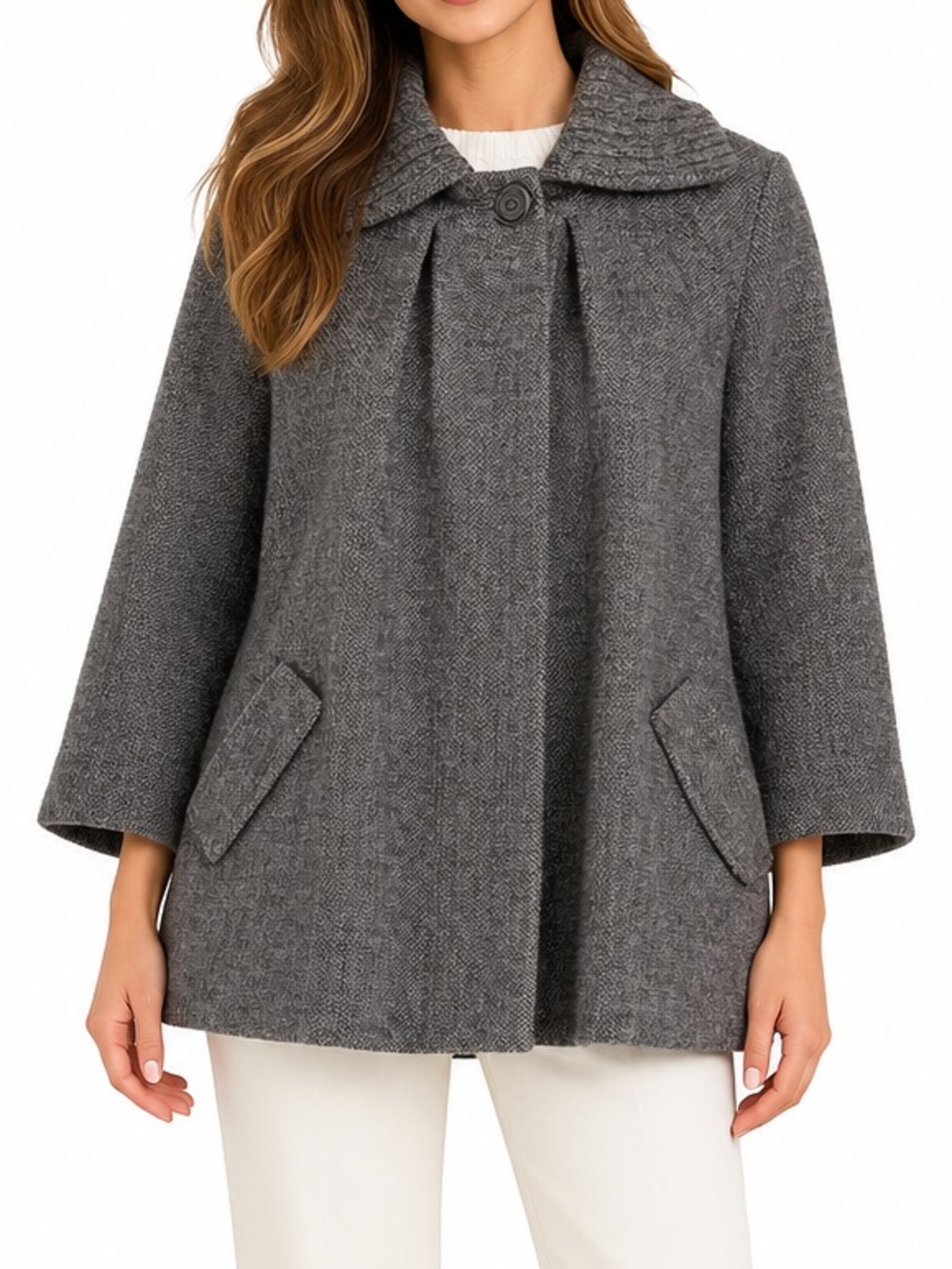 LIDA BADAY Shawl collar gray wool mohair CoatSize 6